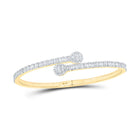 10kt Yellow Gold Baguette and Round Diamond Cuff Bangle - 1-5/8 Cttw product  Top View from Splendid Jewellery