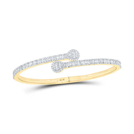 10kt Yellow Gold Baguette and Round Diamond Cuff Bangle - 1-5/8 Cttw product  Top View from Splendid Jewellery