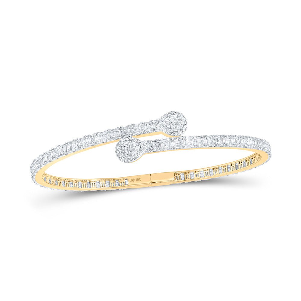 Bracelets | 10kt Yellow Gold Womens Baguette Diamond Pear Cuff Bangle Bracelet 2-5/8 Cttw | Splendid Jewellery GND