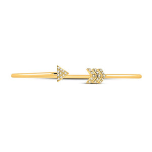 Bracelets | 10kt Yellow Gold Womens Round Diamond Arrow Bangle Bracelet 1/10 Cttw | Splendid Jewellery GND