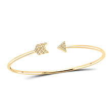 Load image into Gallery viewer, 10kt Yellow Gold Diamond Arrow Bangle Bracelet - A Dazzling Delight product  Top View from Splendid Jewellery