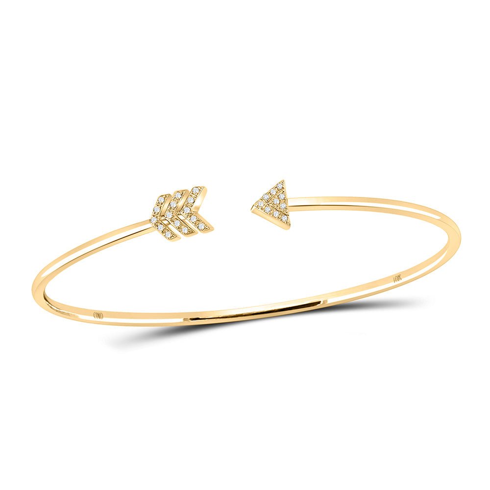 Bracelets | 10kt Yellow Gold Womens Round Diamond Arrow Bangle Bracelet 1/10 Cttw | Splendid Jewellery GND