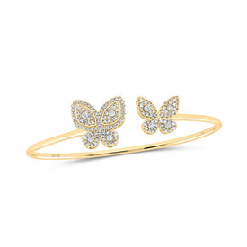 10kt Yellow Gold Women's Diamond Butterfly Bangle Bracelet - 3/4 Cttw | Splendid Jewellery product  Top View from Splendid Jewellery