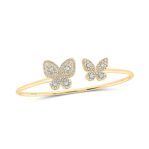 Bracelets | 10kt Yellow Gold Womens Round Diamond Butterfly Bangle Bracelet 3/4 Cttw | Splendid Jewellery GND