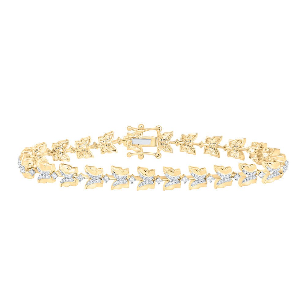 Bracelets | 10kt Yellow Gold Womens Round Diamond Butterfly Bracelet 3/4 Cttw | Splendid Jewellery GND