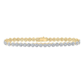 10kt Yellow Gold Women's Diamond Cluster Link Fashion Bracelet - 3-1/5 Cttw | Splendid Jewellery product  Top View from Splendid Jewellery