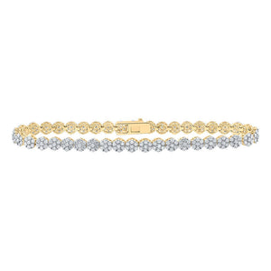 Bracelets | 10kt Yellow Gold Womens Round Diamond Cluster Link Fashion Bracelet 3-1/5 Cttw | Splendid Jewellery GND