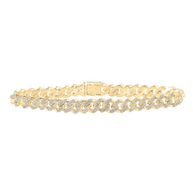 10kt Yellow Gold Women's Round Diamond Cuban Fashion Bracelet - 3-1/4 Cttw | Splendid Jewellery product  Top View from Splendid Jewellery