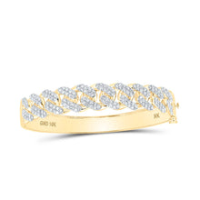 Load image into Gallery viewer, 10kt Yellow Gold Diamond Cuban Link Cuff Bangle Bracelet - Captivating Brilliance product  Top View from Splendid Jewellery
