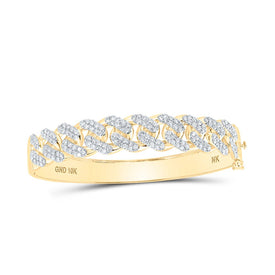 10kt Yellow Gold Diamond Cuban Link Cuff Bangle Bracelet - Captivating Brilliance product  Top View from Splendid Jewellery