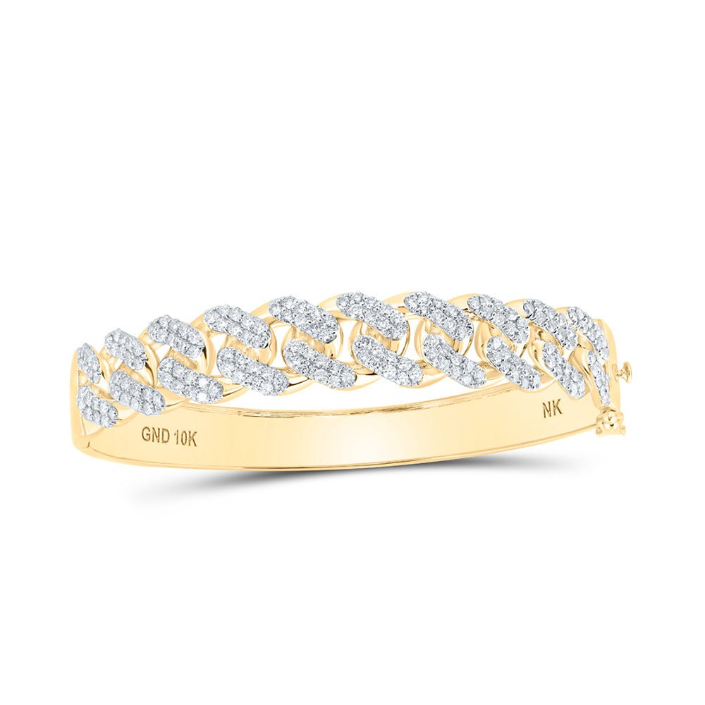 Bracelets | 10kt Yellow Gold Womens Round Diamond Cuban Link Cuff Bangle Bracelet 3 Cttw | Splendid Jewellery GND