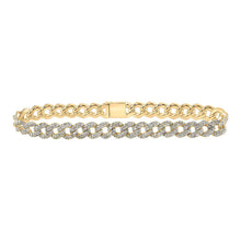 Load image into Gallery viewer, 10kt Yellow Gold Women&#39;s Round Diamond Curb Link Bracelet - Dazzling Elegance product  Top View from Splendid Jewellery