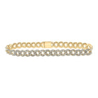 10kt Yellow Gold Women's Round Diamond Curb Link Bracelet - Dazzling Elegance product  Top View from Splendid Jewellery