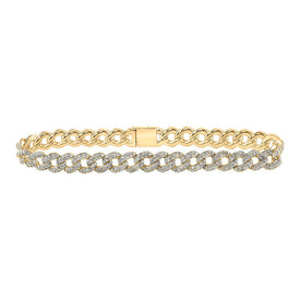 10kt Yellow Gold Women's Round Diamond Curb Link Bracelet - Dazzling Elegance product  Top View from Splendid Jewellery