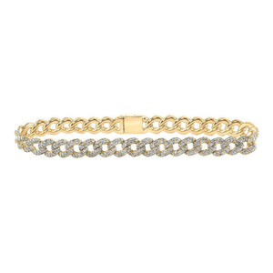 Bracelets | 10kt Yellow Gold Womens Round Diamond Curb Link Bracelet 3-1/5 Cttw | Splendid Jewellery GND