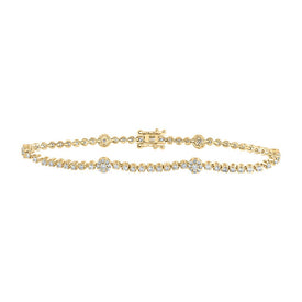 Radiant Glow: 10kt Yellow Gold Women's Round Diamond Fashion Bracelet 1-3/8 Cttw product  Top View from Splendid Jewellery