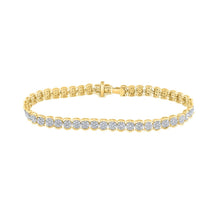 Load image into Gallery viewer, Radiant Elegance: 10kt Yellow Gold Womens Round Diamond Fashion Bracelet 2 Cttw product  Top View from Splendid Jewellery