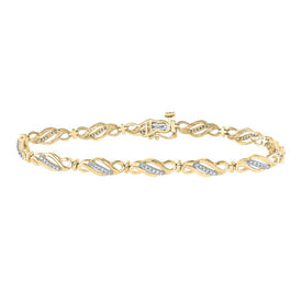 10kt Yellow Gold Women's Round Diamond Link Bracelet - Dazzling Elegance product  Top View from Splendid Jewellery