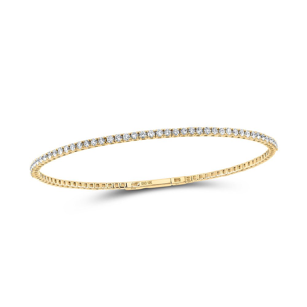 Bracelets | 10kt Yellow Gold Womens Round Diamond Flexible Bangle Bracelet 1-1/3 Cttw | Splendid Jewellery GND