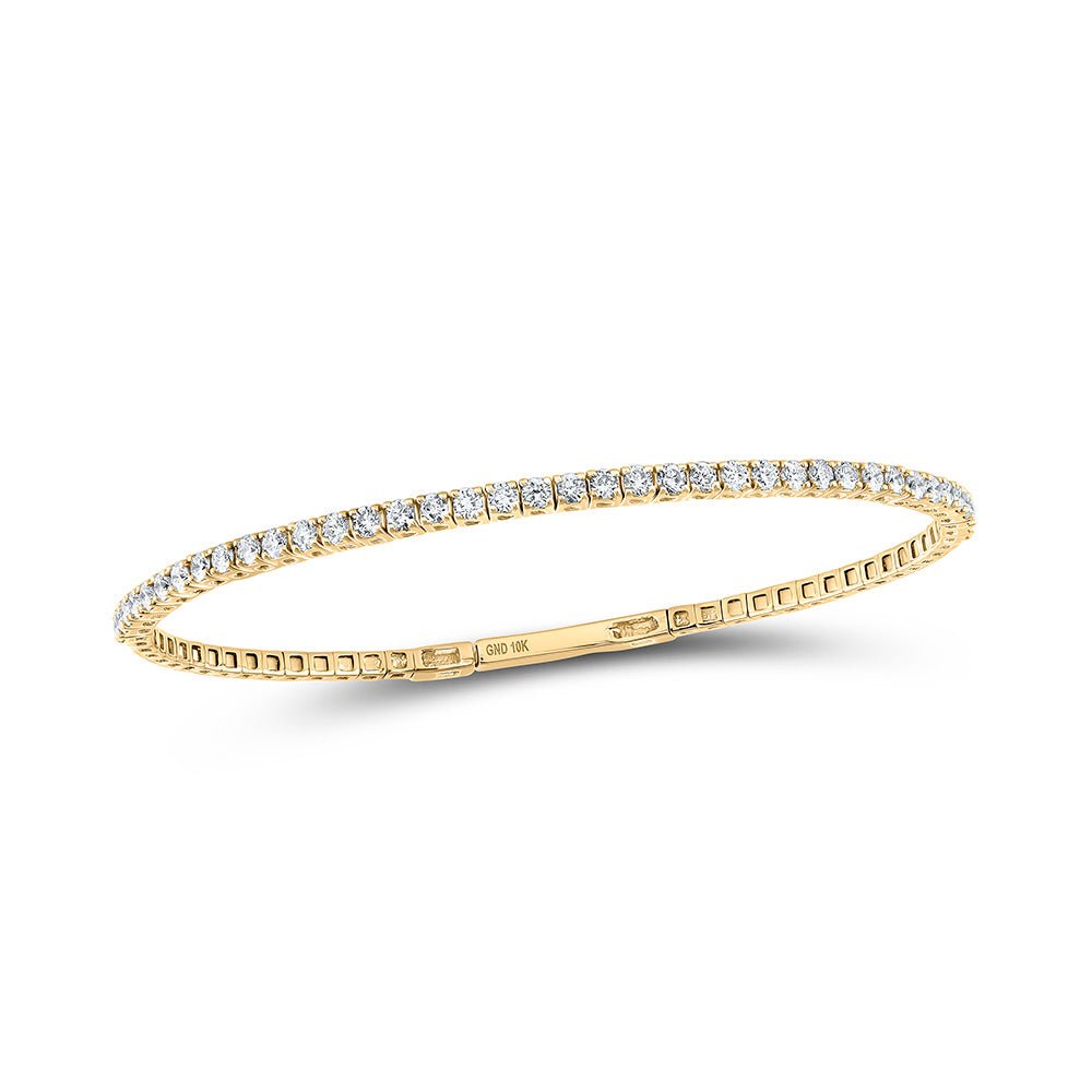 Bracelets | 10kt Yellow Gold Womens Round Diamond Flexible Single Row Bangle Bracelet 1 Cttw | Splendid Jewellery GND