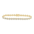 Dazzling 10kt Yellow Gold Diamond Flower Cluster Link Bracelet - 3-7/8 Cttw product  Top View from Splendid Jewellery