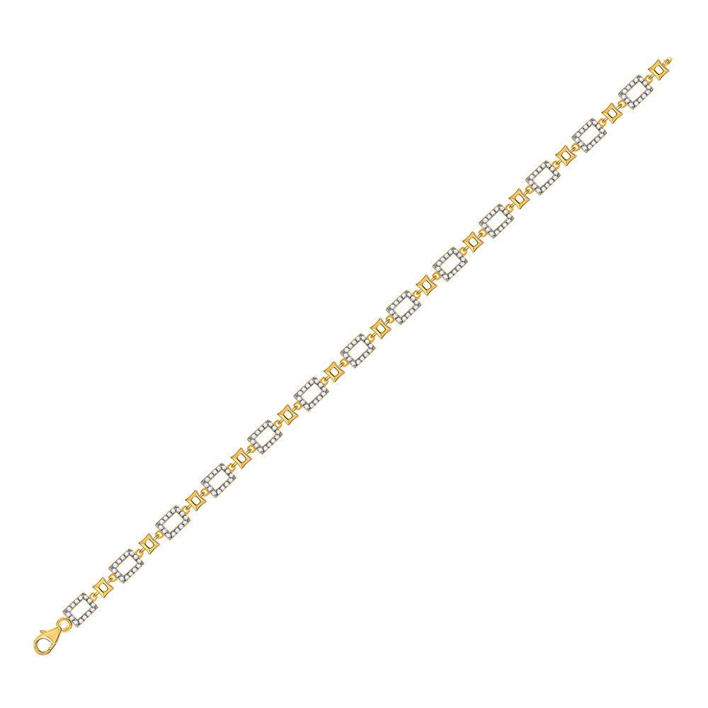 Bracelets | 10kt Yellow Gold Womens Round Diamond Geometric Link Bracelet 3/4 Cttw | Splendid Jewellery GND