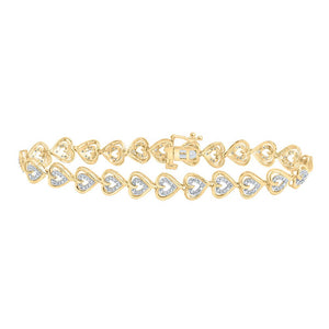 Bracelets | 10kt Yellow Gold Womens Round Diamond Heart Bracelet 1/2 Cttw | Splendid Jewellery GND