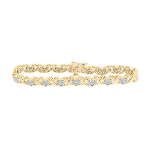 Bracelets | 10kt Yellow Gold Womens Round Diamond Heart Fashion Bracelet 1 Cttw | Splendid Jewellery GND