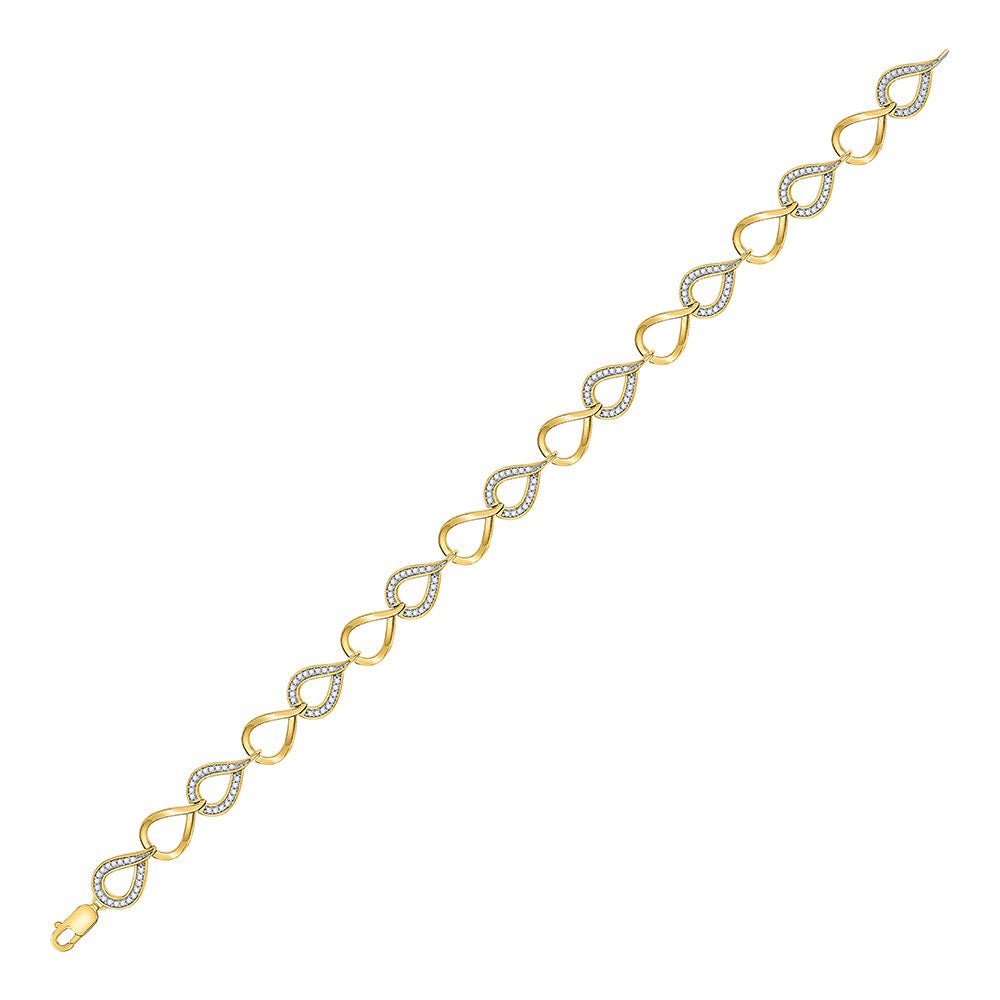 Bracelets | 10kt Yellow Gold Womens Round Diamond Link Fashion Bracelet 1/2 Cttw | Splendid Jewellery GND