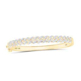 10kt Yellow Gold Women's Round Diamond Miami Cuban Bangle Bracelet 1-5/8 Cttw - Radiant Elegance product  Top View from Splendid Jewellery