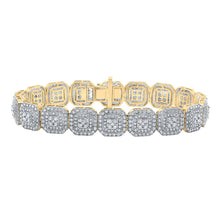 Load image into Gallery viewer, 10kt Yellow Gold Women&#39;s Round Diamond Square Link Bracelet - Sparkling Elegance - Top View