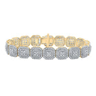 10kt Yellow Gold Women's Round Diamond Square Link Bracelet - Sparkling Elegance - Top View