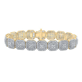 10kt Yellow Gold Women's Round Diamond Square Link Bracelet - Sparkling Elegance - Top View