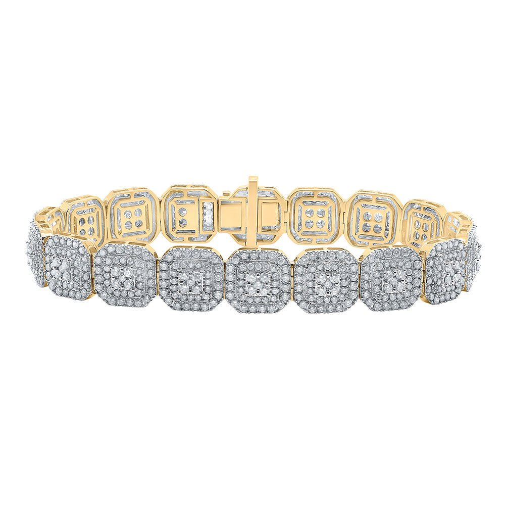Bracelets | 10kt Yellow Gold Womens Round Diamond Square Link Bracelet 9-7/8 Cttw | Splendid Jewellery GND