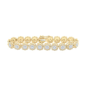 10kt Golden Glamour Diamond Square Link Fashion Bracelet - 2-3/8 Cttw - Top View