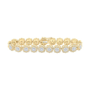 Bracelets | 10kt Yellow Gold Womens Round Diamond Square Link Fashion Bracelet 2-3/8 Cttw | Splendid Jewellery GND