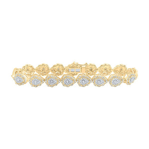 Bracelets | 10kt Yellow Gold Womens Round Diamond Teardrop Link Bracelet 2-1/5 Cttw | Splendid Jewellery GND