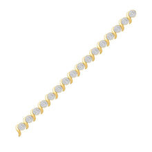 Load image into Gallery viewer, 10kt Yellow Gold Sparkling Diamond Tennis Bracelet - 1 Cttw - Top View