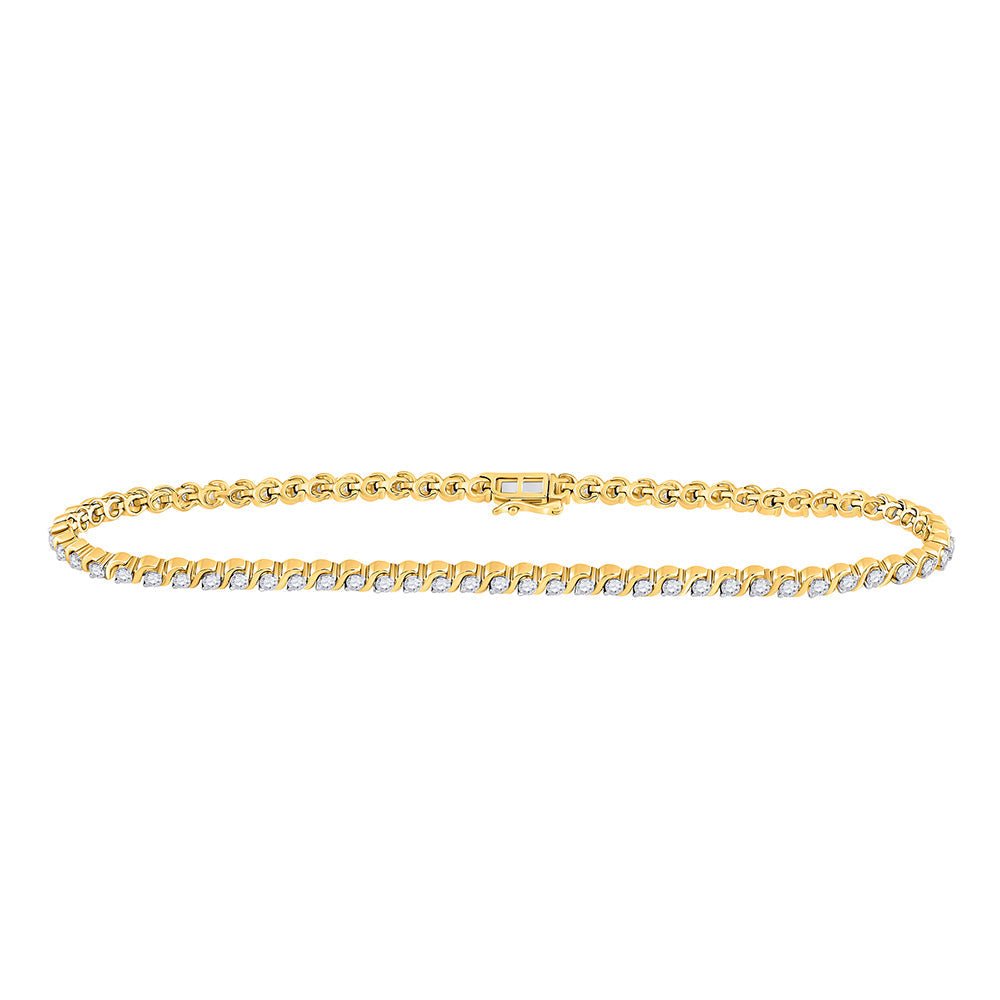 Bracelets | 10kt Yellow Gold Womens Round Diamond Tennis Bracelet 1 Cttw | Splendid Jewellery GND