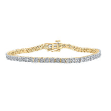 Load image into Gallery viewer, 10kt Yellow Gold Women&#39;s Round Diamond Tennis Bracelet - 1 Cttw - Top View