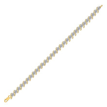 Load image into Gallery viewer, Radiant Reflections: 10kt Yellow Gold Womens Round Diamond Tennis Bracelet 1/2 Cttw - Top View