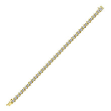 Load image into Gallery viewer, Radiant Elegance: 10kt Yellow Gold Diamond Tennis Bracelet - 4-3/4 Ct.t.w. - Top View