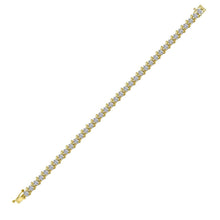 Load image into Gallery viewer, Radiant Elegance: 10kt Yellow Gold Diamond Tennis Bracelet - 4-3/4 Ct.t.w. - Side View