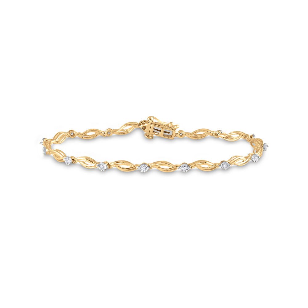 Bracelets | 10kt Yellow Gold Womens Round Diamond Twist Link Bracelet 1/4 Cttw | Splendid Jewellery GND