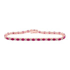 14kt Rose Gold Oval Ruby Diamond Tennis Bracelet - 7 Carat Total Weight - Top View