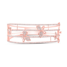 Load image into Gallery viewer, 14kt Rose Gold Diamond Butterfly Bangle Bracelet - 2 Carat Total Weight - Splendid Jewellery - Side View