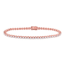 Load image into Gallery viewer, 14kt Rose Gold Diamond Elegance Tennis Bracelet - 3 Cttw - Top View