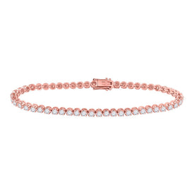 14kt Rose Gold Diamond Elegance Tennis Bracelet - 3 Cttw - Top View