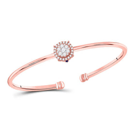 Elegant Rose Gold Diamond Cluster Bangle Bracelet - 1/2 Ct.t.w. - Top View