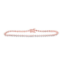 Load image into Gallery viewer, 14kt Rose Gold Sparkling Round Diamond Tennis Bracelet - 1-7/8 Cttw - Top View